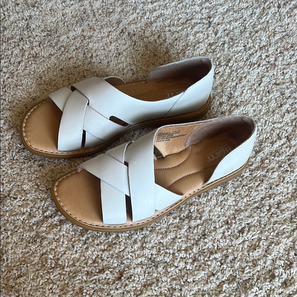 Born Cream Leather Sandals